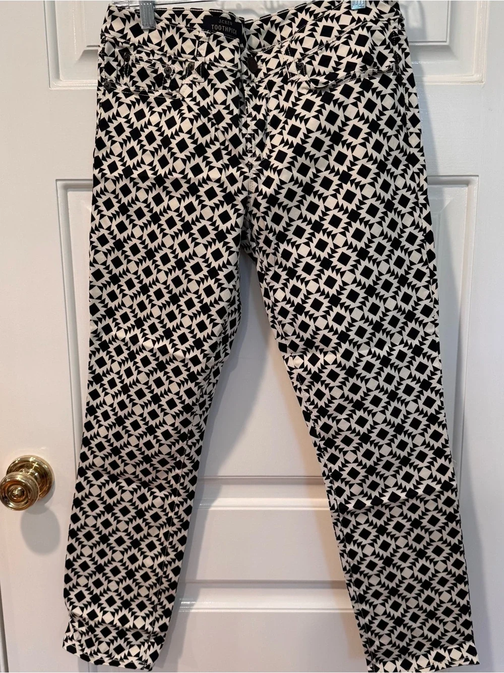 J. Crew Black and White Geometric Toothpick Pants